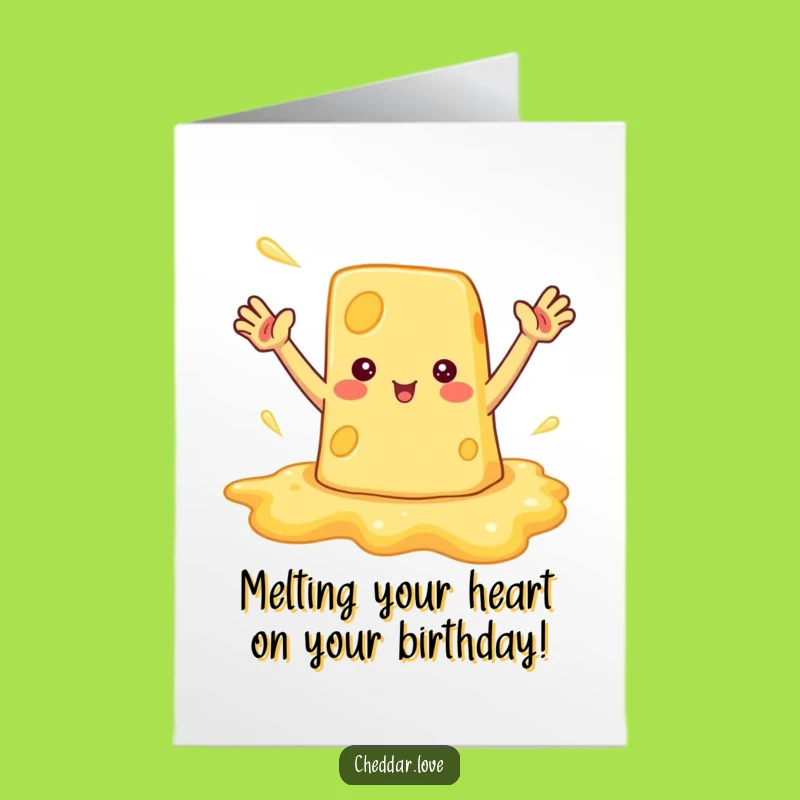 Free Printable Birthday Card: Waving Cheese Puddle - Fun Downloadable