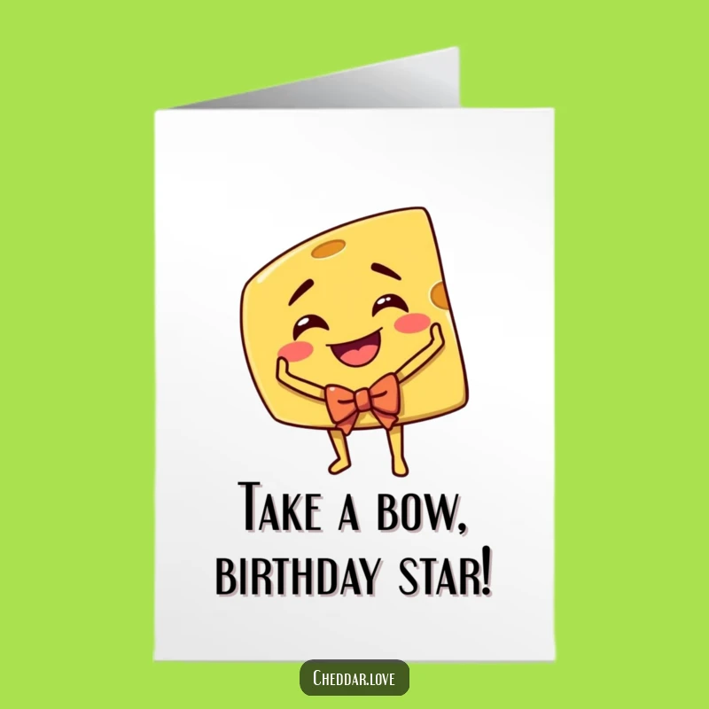 Free Printable Birthday Card: Dramatic Cheddar Cheese Bow Digital Download Funny Gift