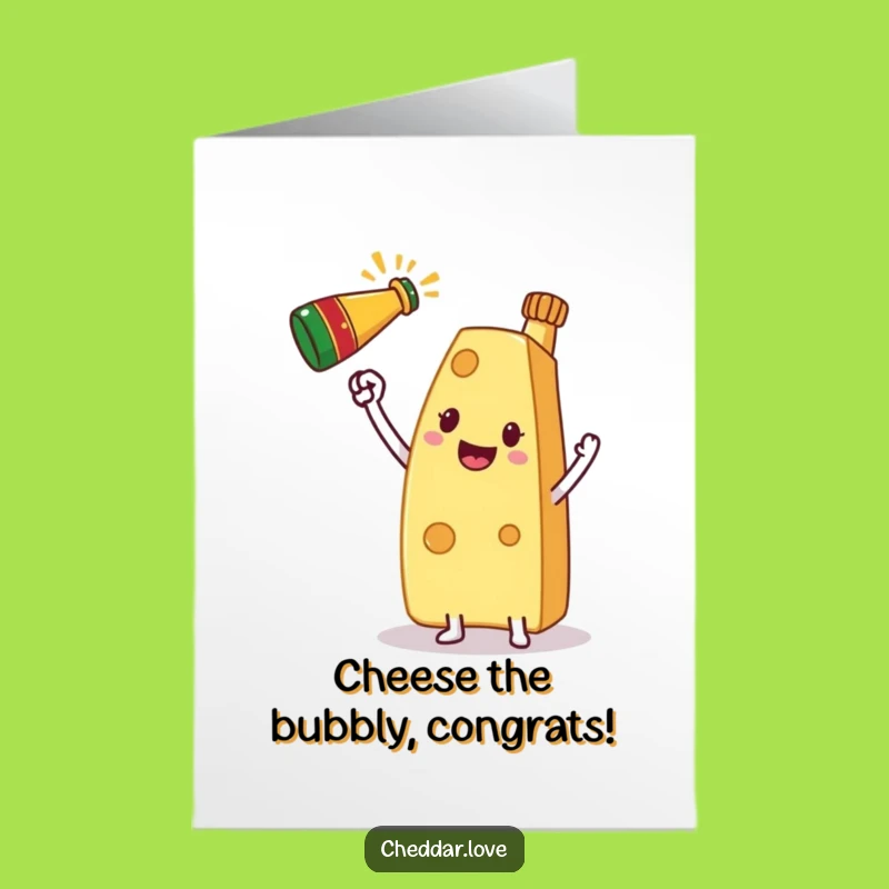 Free Printable Congrats Card: Cheesy Toast, Champagne Celebration Downloadable Joy
