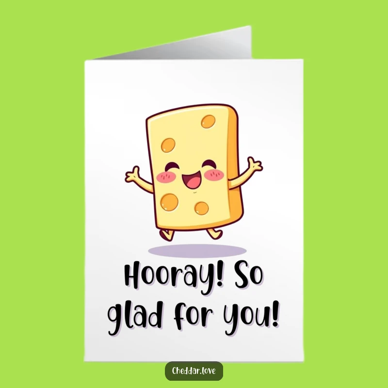 Free Printable Congrats Card: Bouncing Cheese Slice Funny Downloadable Greeting, Print at Home