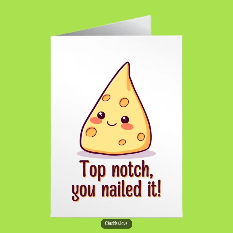 Free Printable Congrats Card: Cheesy Wedge Points Up Funny Downloadable Greeting, Print at Home