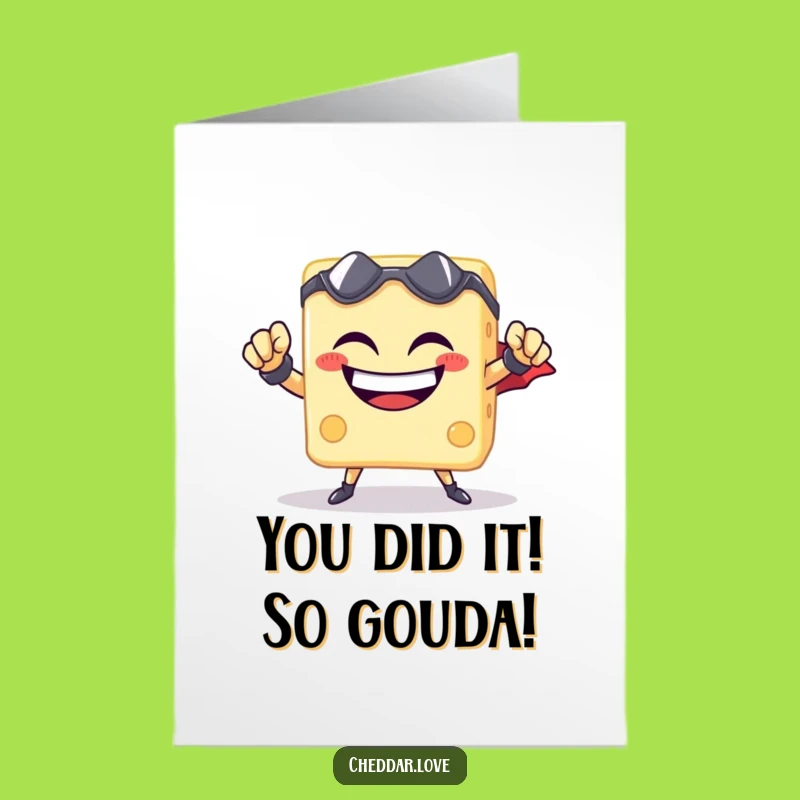 Free Printable Congrats Card: Cheesy Hero Cube Funny Downloadable Greeting, Print at Home