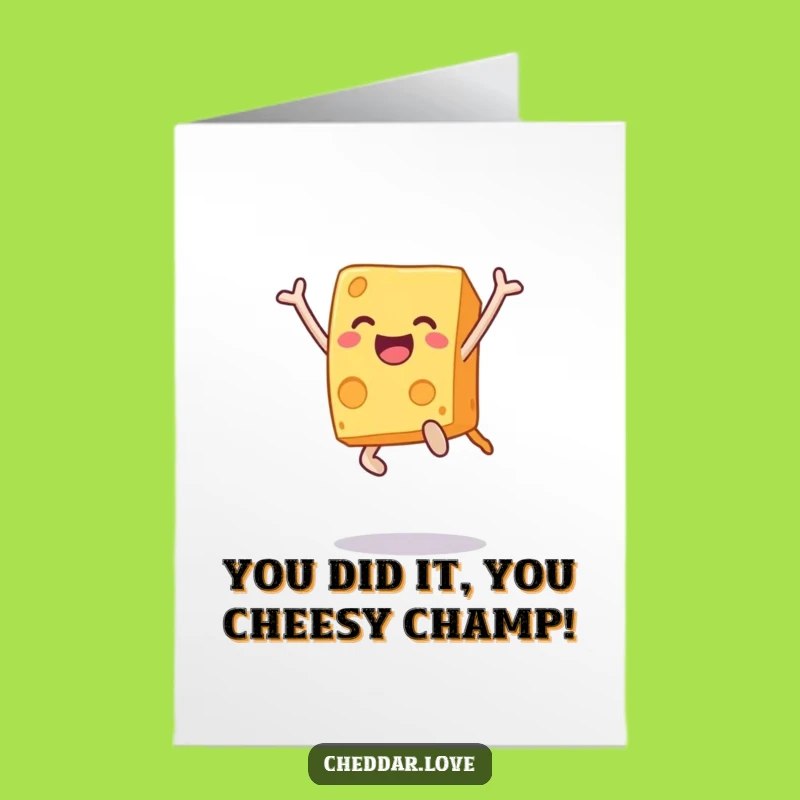 Free Printable Congrats Card: Joyful Cheese Block Leaping Funny Downloadable Greeting
