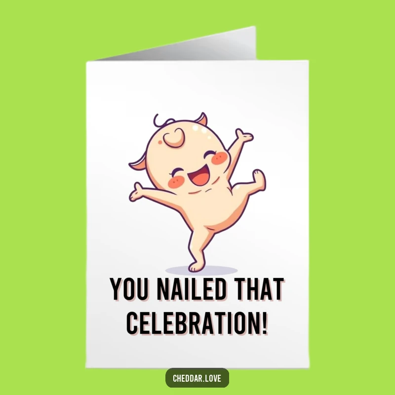 Free Printable Congrats Card: Cheesy Cartwheel Triumph - Downloadable Greeting