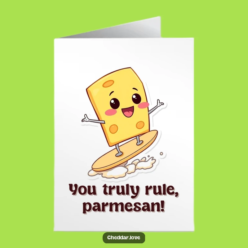 Free Printable Congrats Card: Surfing Cheese Wedge Funny Downloadable for Winners