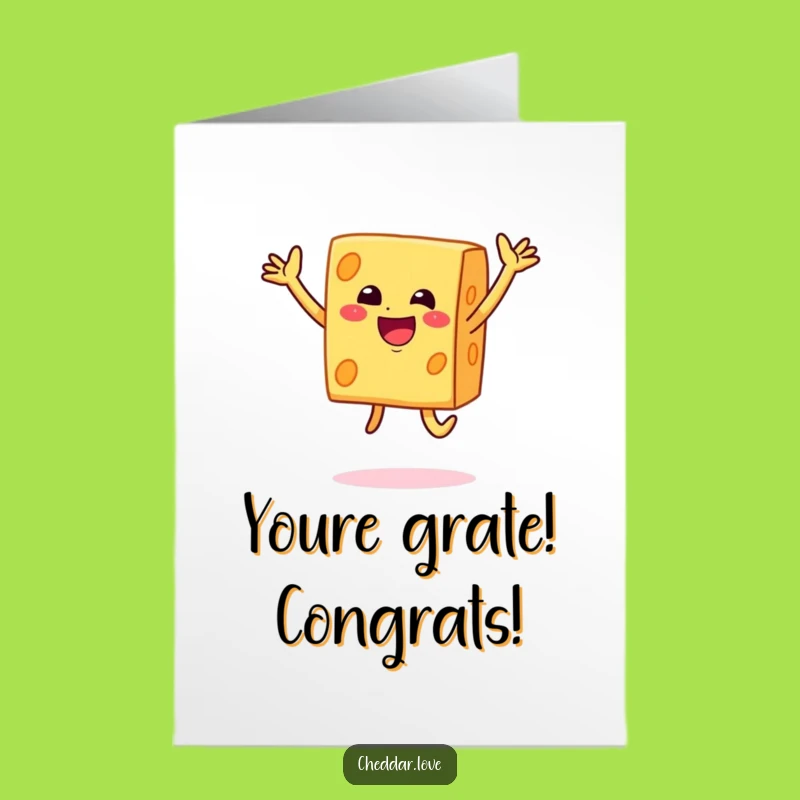 Free Printable Funny Congrats Card: Cheesy Victory Jump - Downloadable Greeting