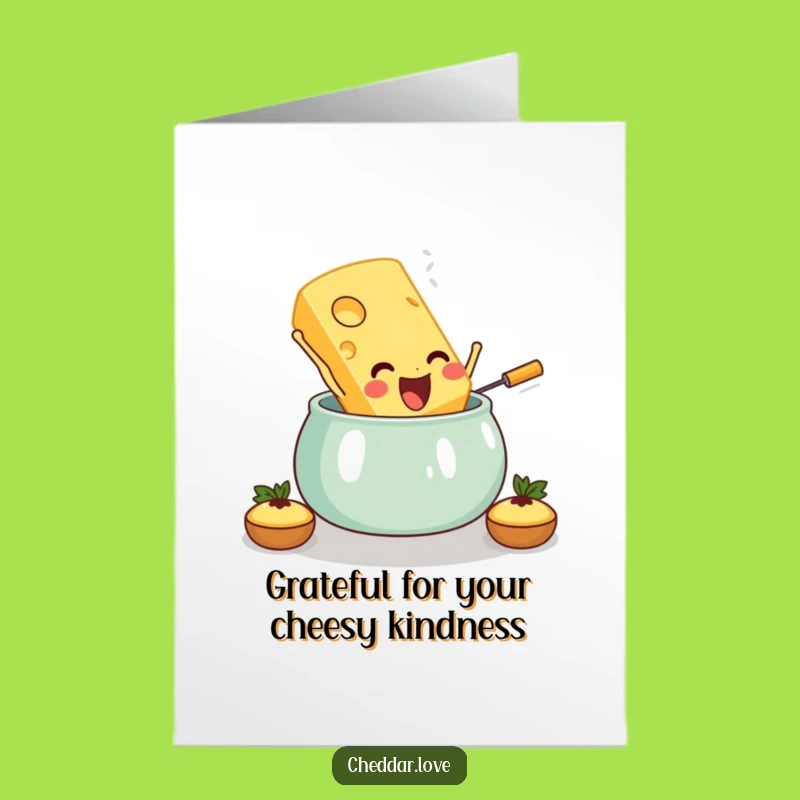 Free Printable Thank You Card: Cheesy Fondue Gratitude - Downloadable Greeting