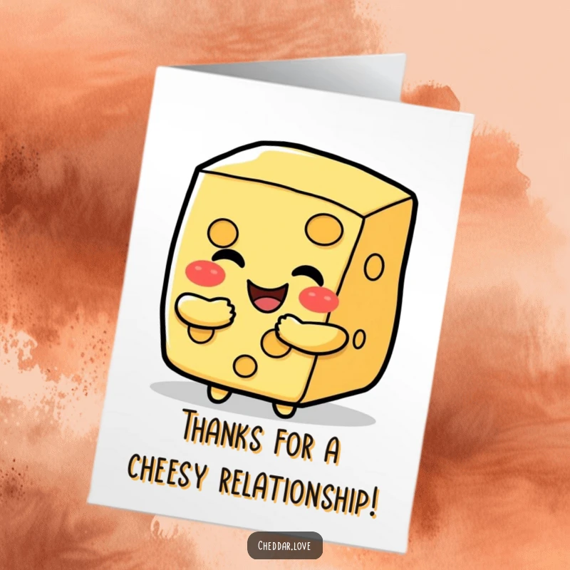 Funny Free Printable Thank You Card: A cheerful cheese slice offering a comforting hug, a unique and humorous way to say thanks.