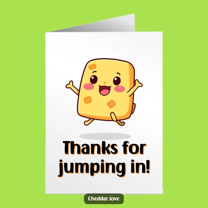 Free Printable Thank You Card: Jumping Cheese, Heartfelt Expressing Gratitude Downloadable