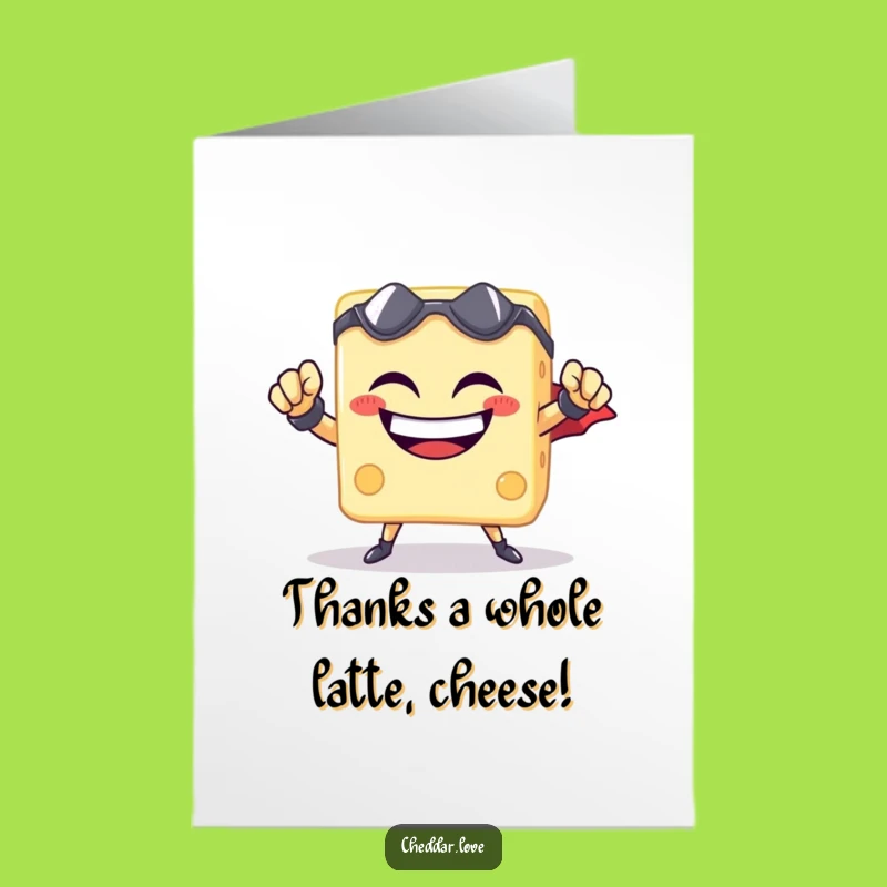 Free Printable Thank You Card: Grinning Cheese Hero Cube Funny Downloadable Gift