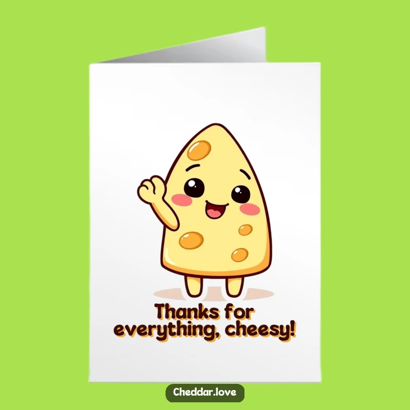 Free Printable Funny Cheese Thank You Card: Waving Thanks - Thoughtful Downloadable Gift