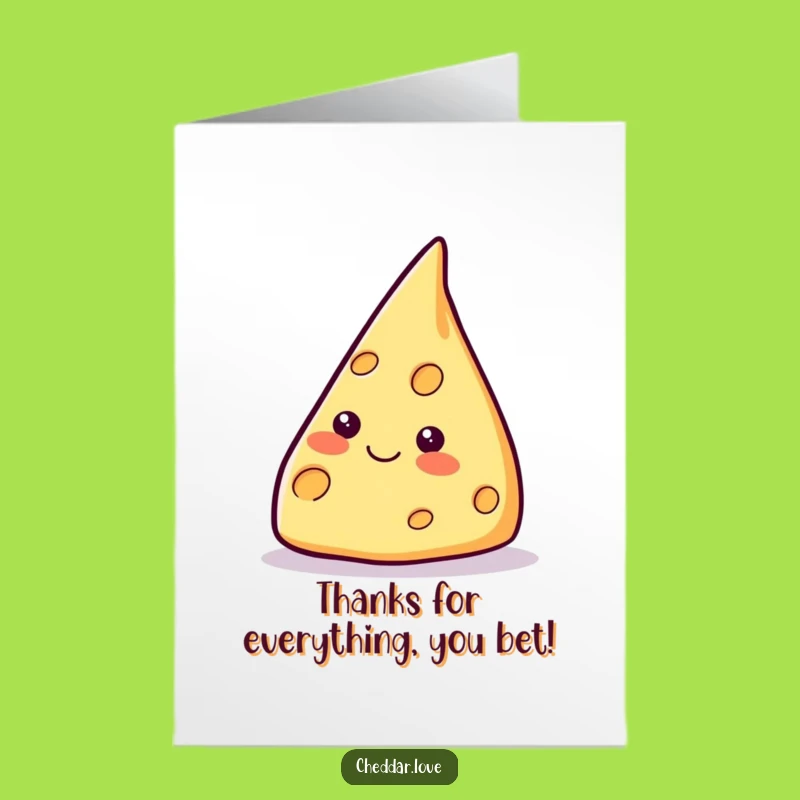 Free Printable Thank You Card: Pointing Cheese Wedge Funny Downloadable Gift