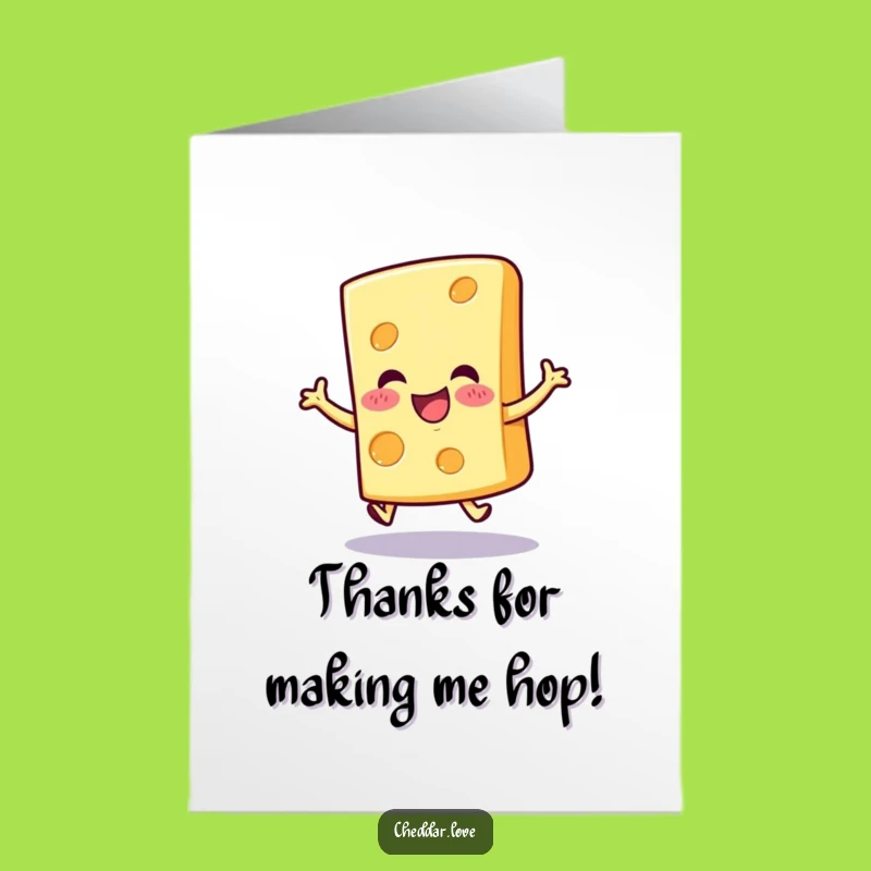 Free Printable Thank You Card: Cheerful Cheese Slice Funny Downloadable Gift