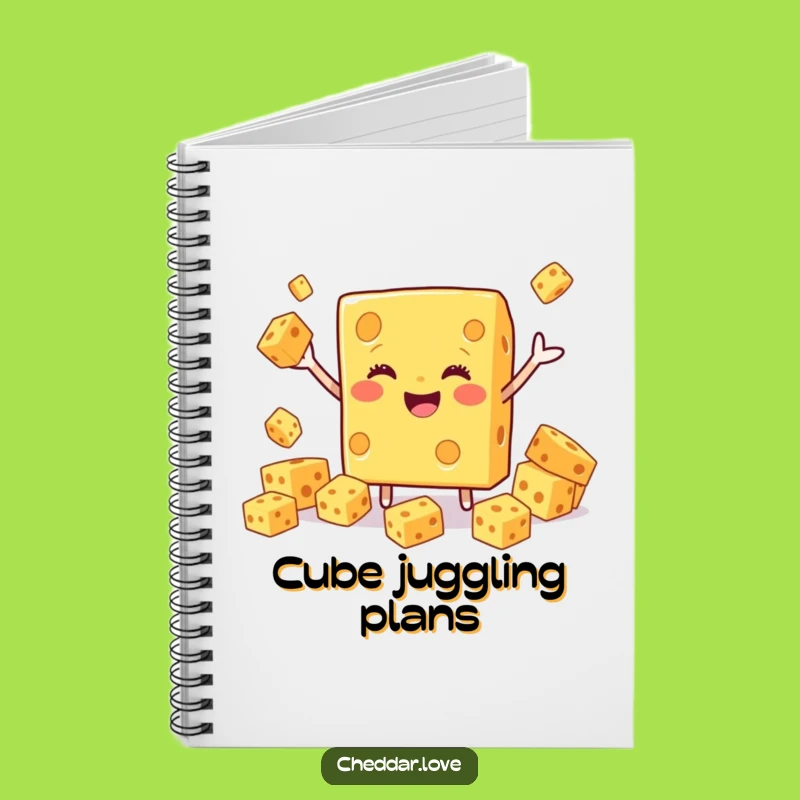 Funny Smiling Cheddar Cheese Juggling Notebook - Journal Your Cheesy Ideas