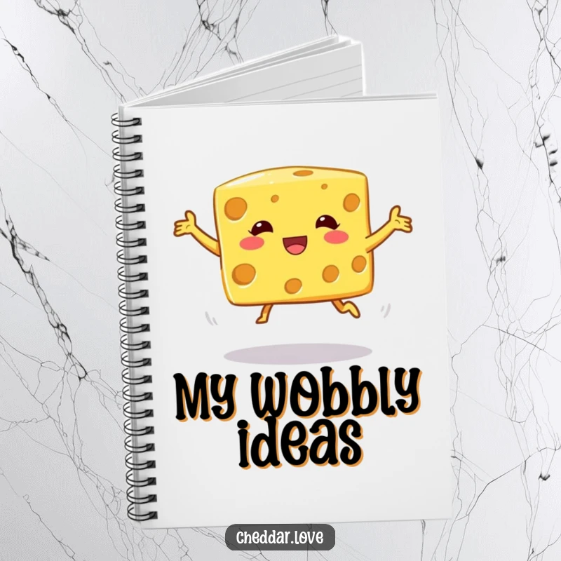 Funny Notebook: A cheese cube in a silly, unstable jump, perfect for jotting down notes with a dose of humor.