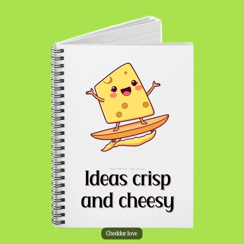Funny Cheese Wedge Surfing Notebook - Jot Down Ideas on Potato Chips, Gift