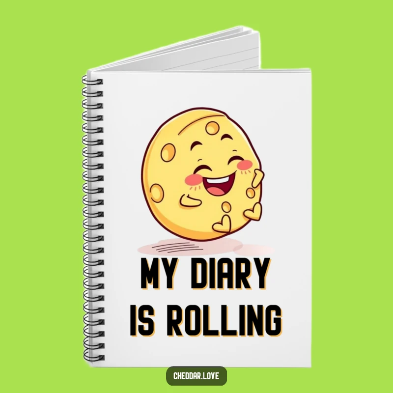 Funny Cheese Wheel Rolling Notebook - Jot Down Wild Ideas, Gift Idea