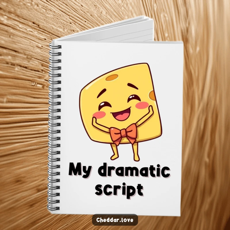 Funny Cheddar Cheese Notebook: A grinning cheddar cheese wedge taking a theatrical bow, inspiring creative writing and dramatic ideas.