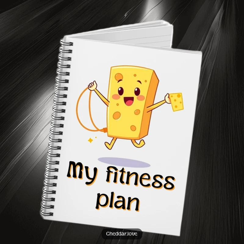 Funny Cheddar Cheese Notebook: A happy cartoon cheese character jumping rope with a cheese strand, inspiring active note-taking.