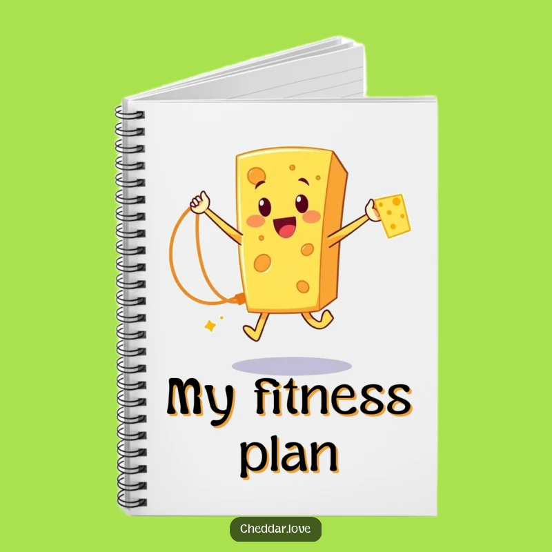 Funny Cheddar Cheese Rope Jumper Notebook: Hilarious Cartoon Cheese Journal