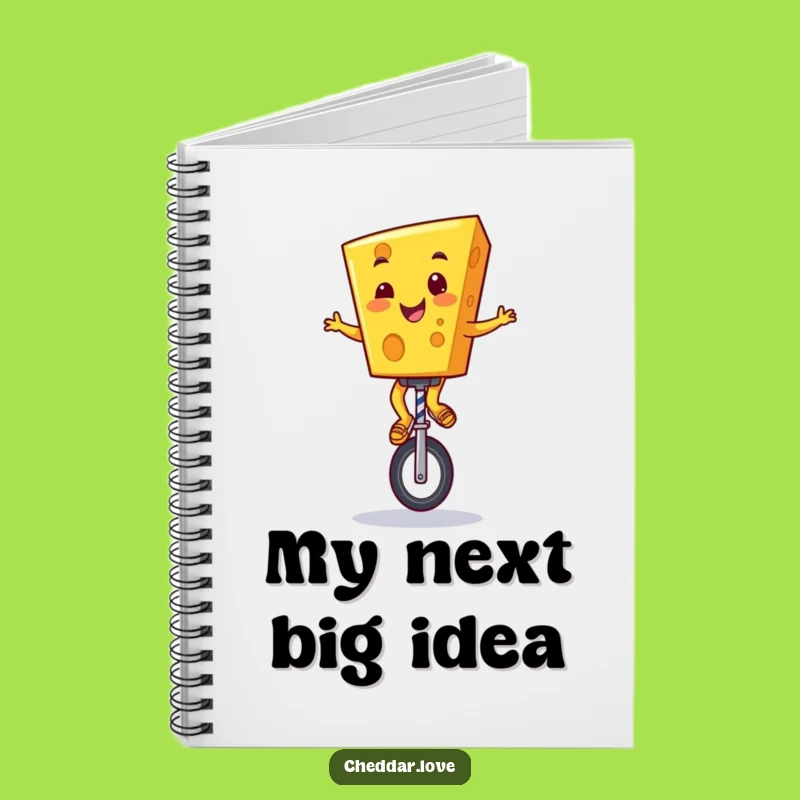Funny Cheddar Cheese Unicyclist Notebook: Hilarious Cartoon Cheese Journal for Notes