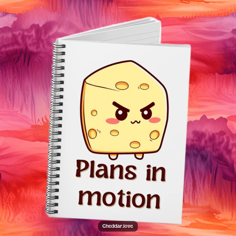 Funny notebook with a determined cheese wedge, encouraging focus and goal-setting. An ideal funny gift for note-takers.