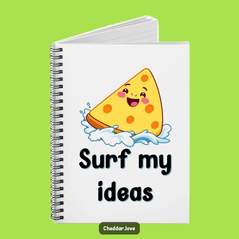 Funny Surfing Cheddar Cheese Notebook - Journal Your Cheesy Adventures
