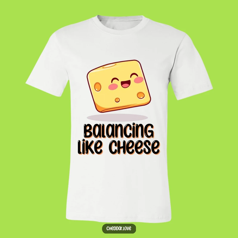 Funny Balancing Cheese Block T-Shirt: Wear Your Joyful Wobble with Pride