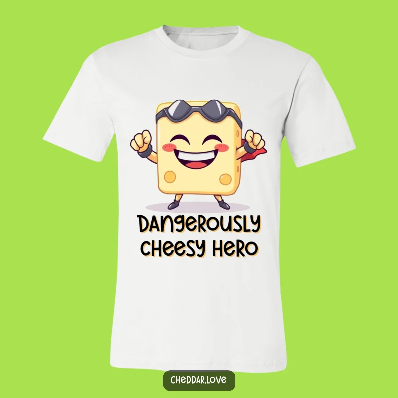 Funny Cheese Cube Superhero T-Shirt - Wear Your Heroic Cheese Power!