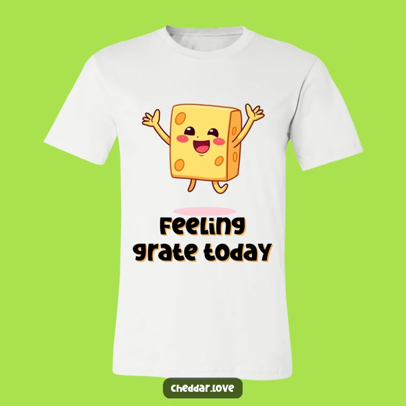 Funny Cheese Jump T-Shirt: Happy Cheddar Block Jumping, Hilarious Tee for Foodies