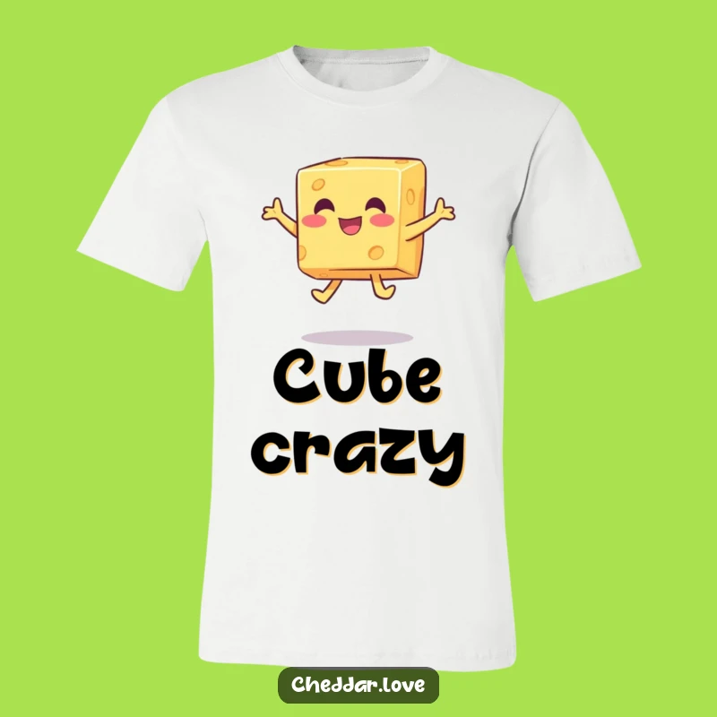 Funny Jumping Cheese Cube T-Shirt - Playful Apparel for Energetic Souls!