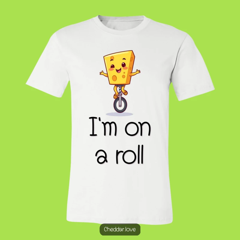Funny Cheddar Cheese Unicyclist T-Shirt: Hilarious Cartoon Cheese Apparel for a Good Laugh