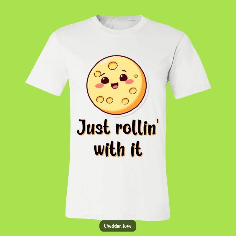 Funny Bouncing Cheese T-Shirt: Joyful cheese slice graphic tee, a hilarious gift for dairy fans!