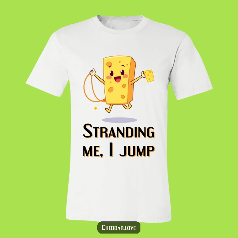 Funny Cheddar Cheese Rope Jumper T-Shirt: Hilarious Cartoon Cheese Apparel for Active Fun