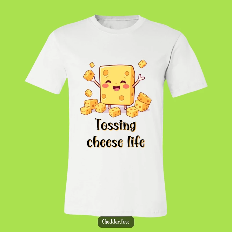 Funny Smiling Cheddar Cheese Juggling T-Shirt - Whimsical & Hilarious Apparel