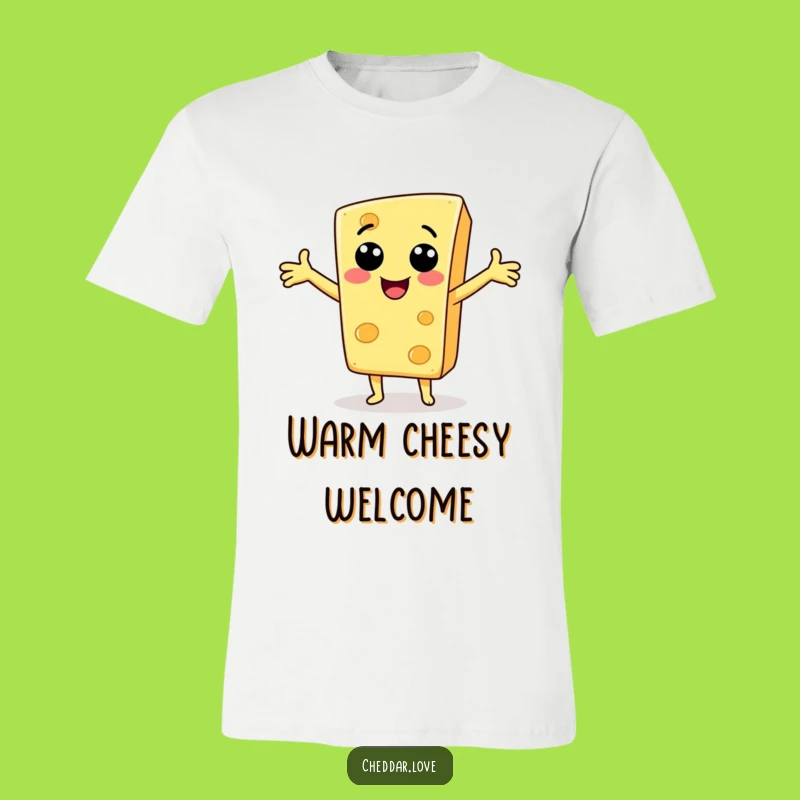 Funny Cheese Slice Greeting T-Shirt - Happy Welcome Design, Great Funny Gift