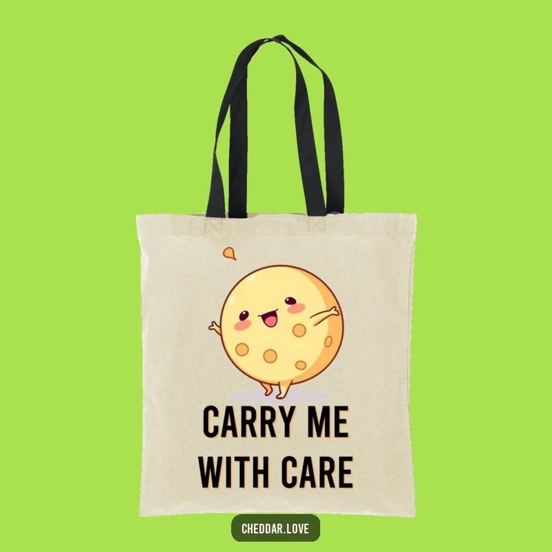 Funny Cartwheeling Cheese Tote Bag: Whimsical Carry-All for Groceries and Good Moves