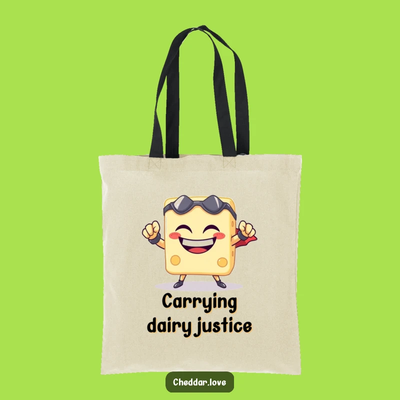 Funny Cheese Cube Superhero Tote Bag - Carry Your Essentials with Heroic Humor