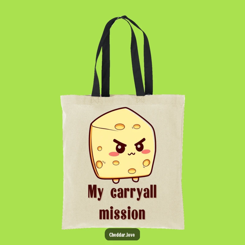 Funny Determined Cheese Wedge Tote: Carry Your Goals, Hilarious Funny Gift!