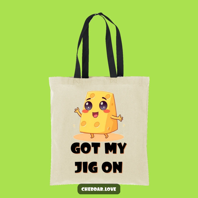 Funny Googly-Eyed Cheddar Cheese Jig Tote Bag - Hilarious & Practical Gift