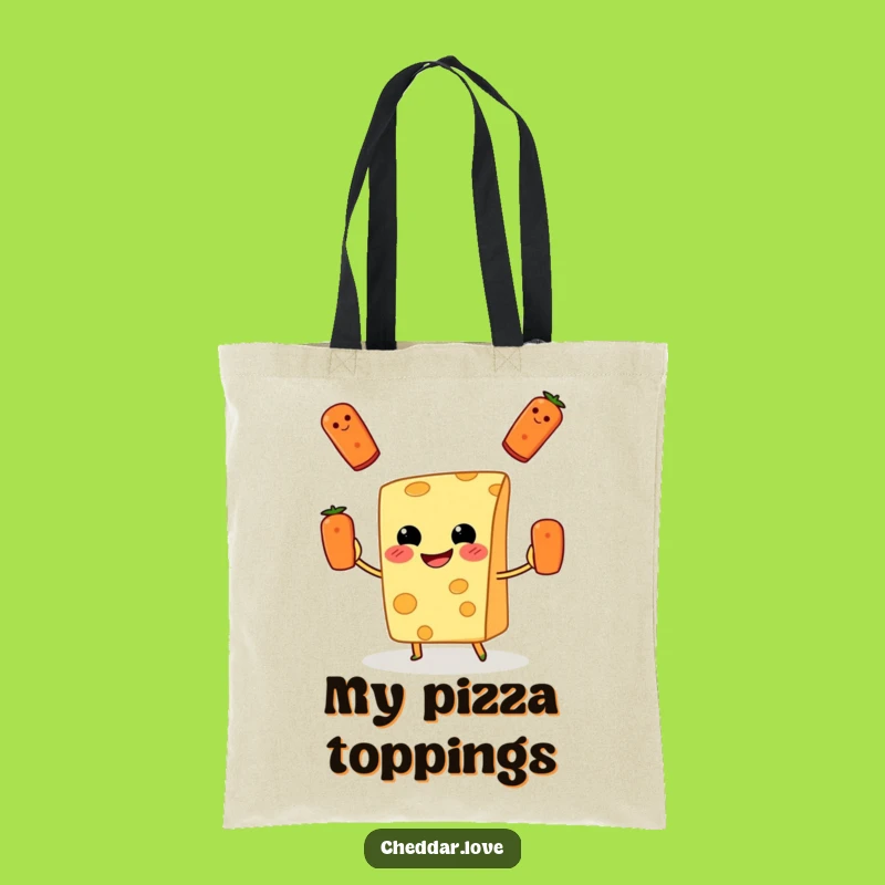 Funny Cheese Juggling Pizza Tote Bag: Carry Your Snacks with Style