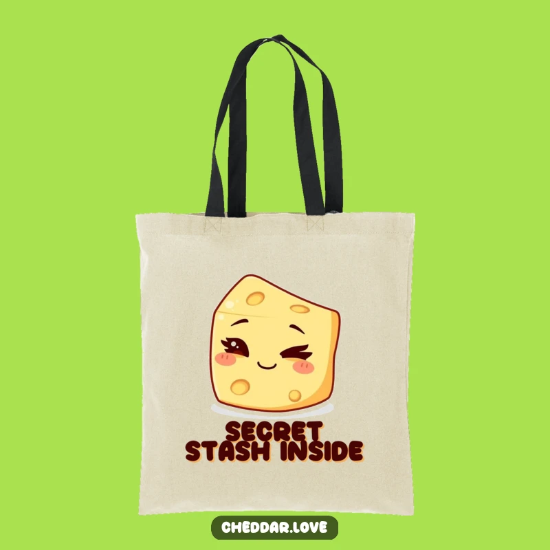 Funny Winking Cheese Tote Bag: Carry Your Secrets in Style, Great Humorous Gift!
