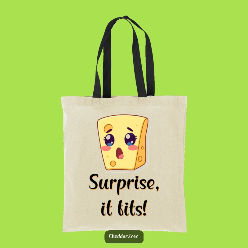 Funny Surprised Cheese Slice Tote: Carry Your Amazement, Hilarious Funny Gift!